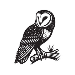 Barn Owl Silhouette - Barn Owl Minimalist Vector - Illustration of Barn Owl - Barn Owl Art.
