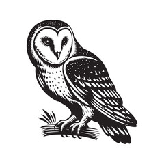 Barn Owl Silhouette - Barn Owl Minimalist Vector - Illustration of Barn Owl - Barn Owl Art.