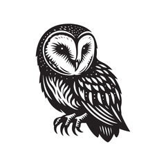 Barn Owl Silhouette - Barn Owl Minimalist Vector - Illustration of Barn Owl - Barn Owl Art.