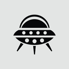 Simple Black Silhouette of a Classic Flying Saucer