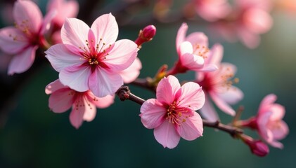 Obraz premium Delicate sakura blossoms on a ancient Chinese herbal medicine display, wildlife photography, wildlife