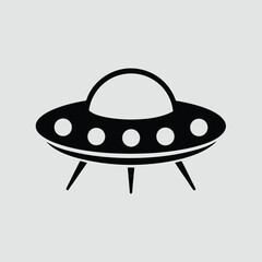Simple Black Unidentified Flying Object Icon Illustration