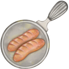 Sausage colorful hand drawn design elements cute. 