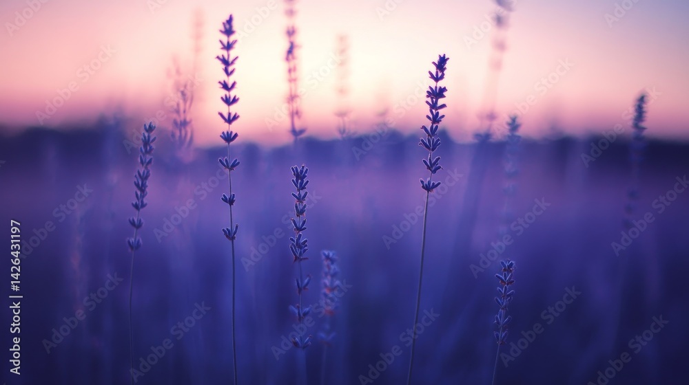 Poster Soft lavender and pale mint gradients merge harmoniously with subtle light flares, creating a tranquil atmosphere perfect for calming designs and spring themes
