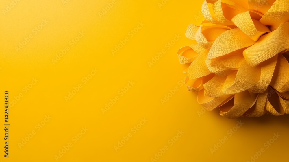 Poster Digital abstract background showcases lemon-yellow geometric patterns resembling blooming petals, offering a fresh and lively spring theme with copy space