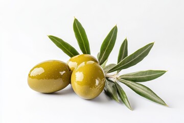 Fresh green olives with leaves (2)