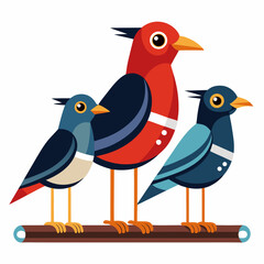 Fototapeta premium Rail Birds Silhouette Vector Set