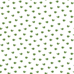 A seamless pattern with birds painted green on a white background 