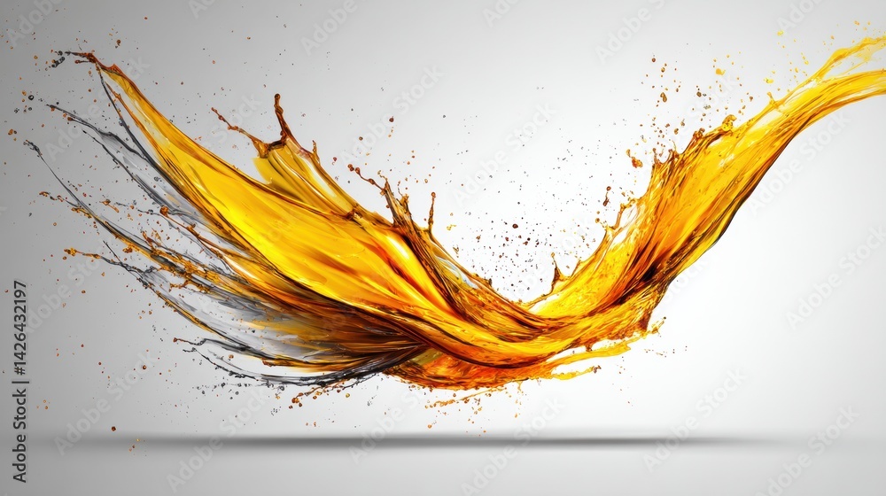 Poster Oil Splash Forming a Wing Shape Symbolizes Freedom and Dependency in an Abstract Art Piece