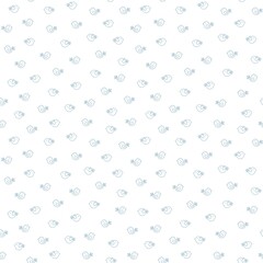 A seamless pattern with blue line-drawn birds on a white background 