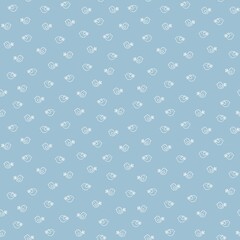 A seamless pattern with white line-drawn birds on a blue background 