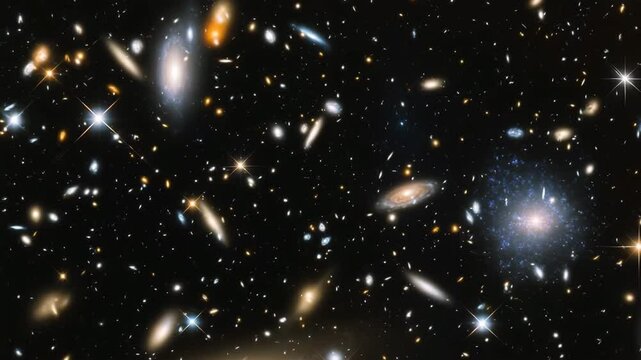A gigantic scale of space, an endless universe with many clusters of stars and galaxies