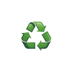 A vibrant green recycling symbol representing sustainability and environmental awareness, set against a clean, minimalist background , isolated on white or transparent png