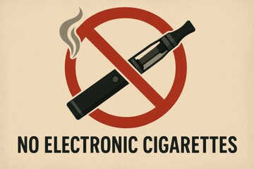 Prohibition of Electronic Cigarettes Sign with Illustrative Graphics