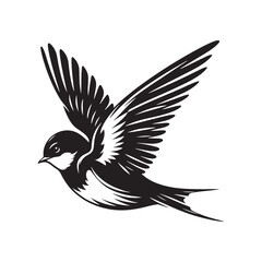 Fototapeta premium Barn Swallow Vector Silhouette - Minimalist Black and White Barn Swallow Design - Illustration of Barn Swallow.