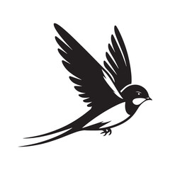 Barn Swallow Vector Silhouette - Minimalist Black and White Barn Swallow Design - Illustration of Barn Swallow.