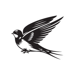 Barn Swallow Vector Silhouette - Minimalist Black and White Barn Swallow Design - Illustration of Barn Swallow.
