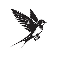 Barn Swallow Vector Silhouette - Minimalist Black and White Barn Swallow Design - Illustration of Barn Swallow.