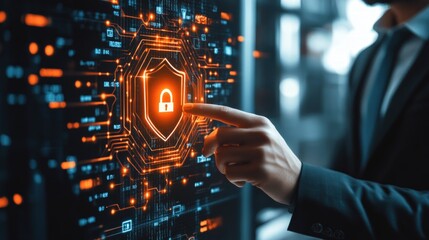 Cybersecurity concept,  digital security interface