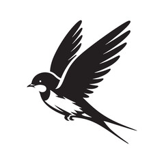 Barn Swallow Vector Silhouette - Minimalist Black and White Barn Swallow Design - Illustration of Barn Swallow.