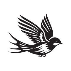 Barn Swallow Vector Silhouette - Minimalist Black and White Barn Swallow Design - Illustration of Barn Swallow.