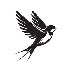 Barn Swallow Vector Silhouette - Minimalist Black and White Barn Swallow Design - Illustration of Barn Swallow.