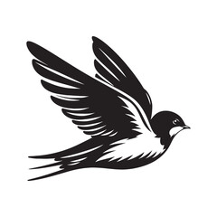 Obraz premium Barn Swallow Vector Silhouette - Minimalist Black and White Barn Swallow Design - Illustration of Barn Swallow.