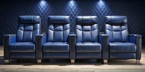 Modern Navy Blue Luxury Cinema Seating - Architectural Design Stock Photo