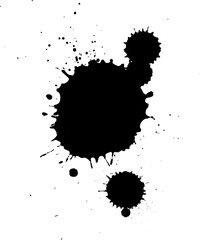 Fototapeta premium black ink brush dripping splatter splash on white background