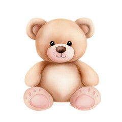 Cute teddy bear plush toy, perfect for children's rooms and gifts. isolated against a transparent background.