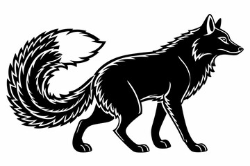 arctic fox sihouette black vector