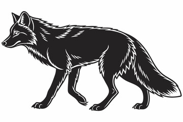 arctic fox sihouette black vector