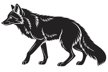 arctic fox sihouette black vector