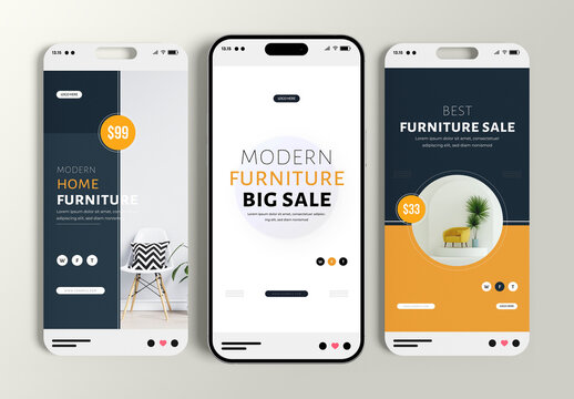 Modern Furniture Sale Instagram Post Story Template Layout