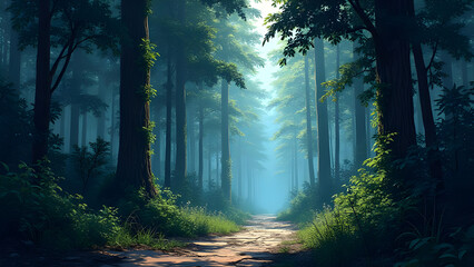 Naklejka premium forest in the morning