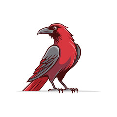 Vector Illustration of a Red Crow, Bird Character for decor and icon.