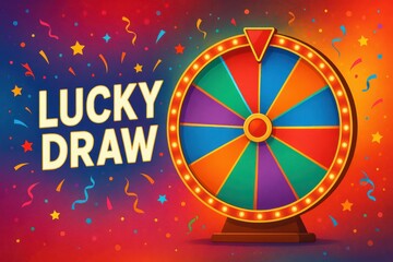 Colorful Lucky Wheel for Draw Game with Vibrant Background Design