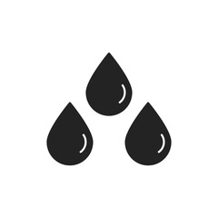3 liquid water drops black shaped isolated illustration for UI or logotype. Vector icon in flat style