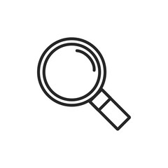 Magnifying glass black isolated outlined illustration for User Interface. Vector icon in flat style.