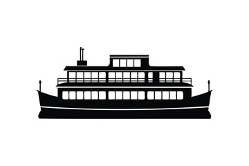 Riverboat silhouette on white background