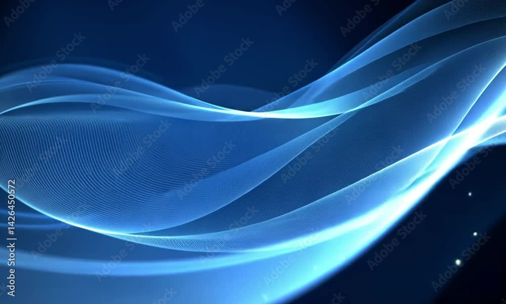 Canvas Prints rich dark blue background with glowing flowing gradient lights sweeping across the frame made with g