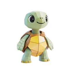 Fototapeta premium Adorable low poly tortoise cute 3d render of a happy turtle