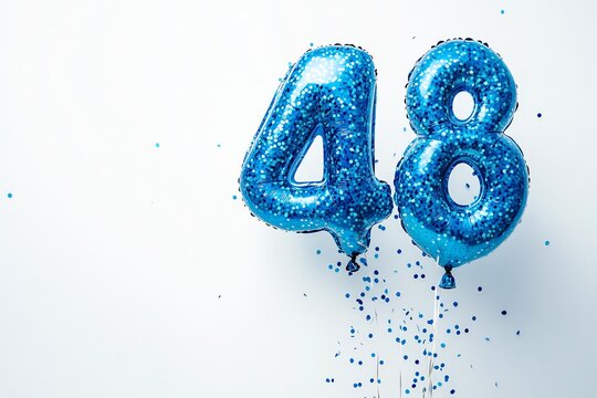 Blue Glitter Number Balloons Celebrating 48th Birthday