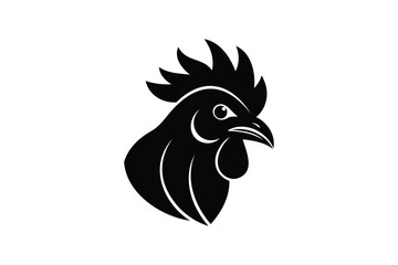 Obraz premium Head of a rooster logo silhouette on white background