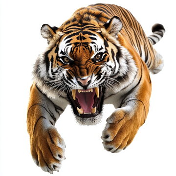 Tiger  Attacking  Powerful  Predator  Roar