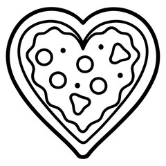 Heart Pizza with Toppings Outline