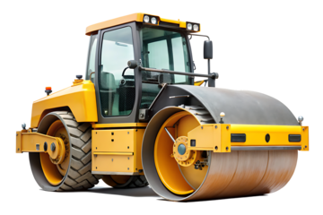 road roller isolated on white background PNG. GENERATIVE AI