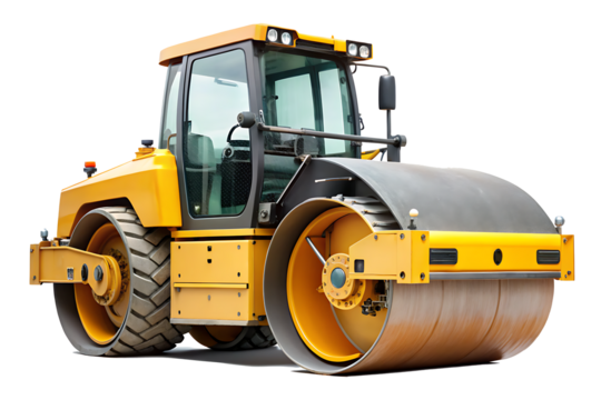 road roller isolated on white background PNG. GENERATIVE AI