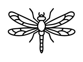 dragonfly line art on white background