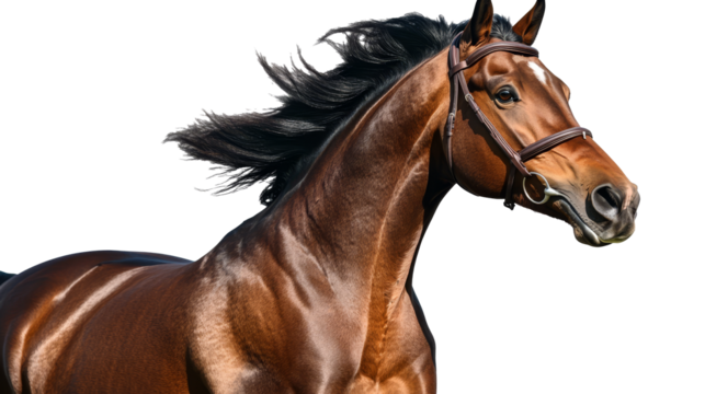 [Transparent Background PNG]Powerful Brown Horse in Motion